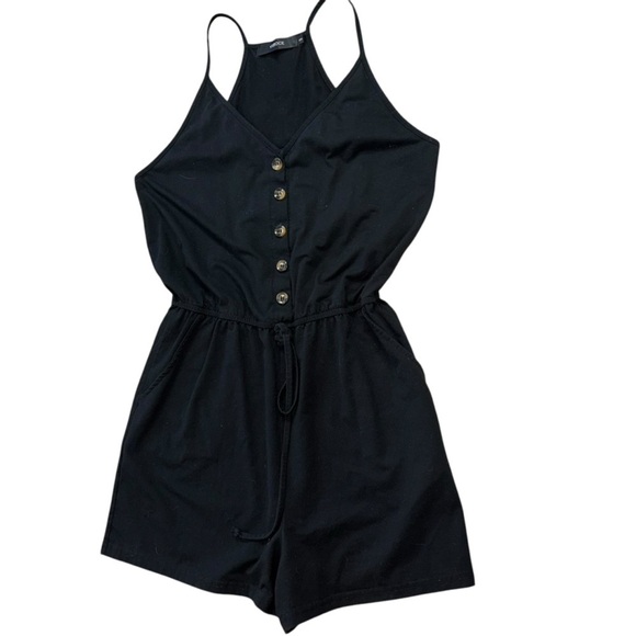 Pants - Black Button Romper Cozy Soft Comfortable Onsie Women’s S Casual Spring Travel